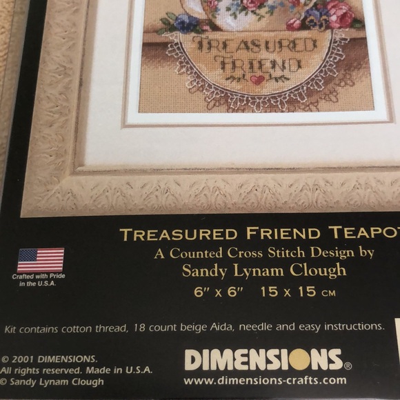 DIMENSIONS Gold Collection Petites "Treasured Friend Teapot" Cross Stitch #6904 - Picture 4 of 5